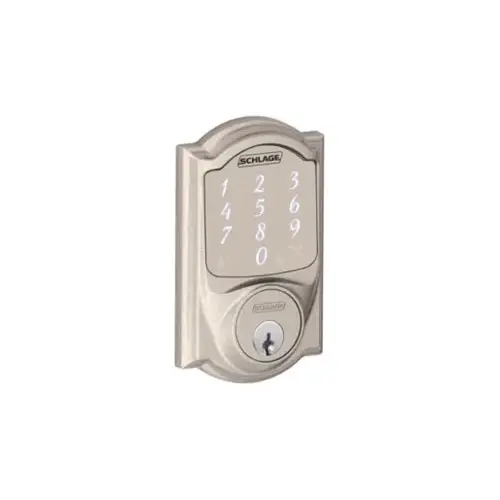 Sense Keypad Deadbolt Camelot, Control with Smartphone App, Triple Option Adjustable Backset, Grade 1, C Keyway, Satin Nickel 619, US15