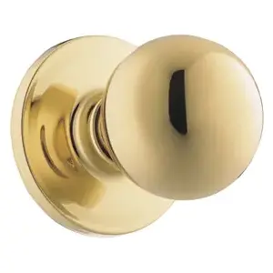 Weiser Lock GAC101Y3RLR1 Passage, Yukon Knob, Non-Keyed, Light Duty, Cylindrical Lock, Radius Corner Adjustable Latch, Radius Corner Strike, UL, Grade 3, US3/605 Bright Brass