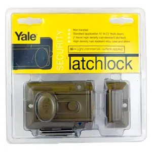 Yale Security Inc V80 Rim Security Latch Lock, Single Cylinder, Para Keyway, 2-Keys, Sprayed Brass/696