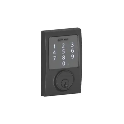 Sense Keypad Deadbolt Century, Control with Smartphone App, Triple Option Adjustable Backset, Grade 1, C Keyway, Matte Black 622, US19 Sense Keypad Deadbolt Century, Control with Smartphone App, Triple Option Adjustable Backset, Grade 1, C Keyway, Matte Black 622, US19
