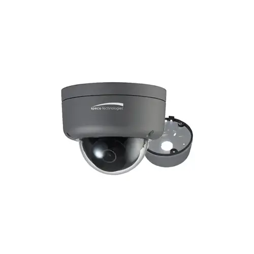 Intensifier Dome IP Camera with Junction Box, 2MP, 1920 x 1080 Resolution, 2.8mm Fixed Lens, H.264, MJPEG, DWDR, Intensifier Low-Light, 12VDC, PoE, ONVIF Profile S, IP66, IK10, TAA, Dark Gray