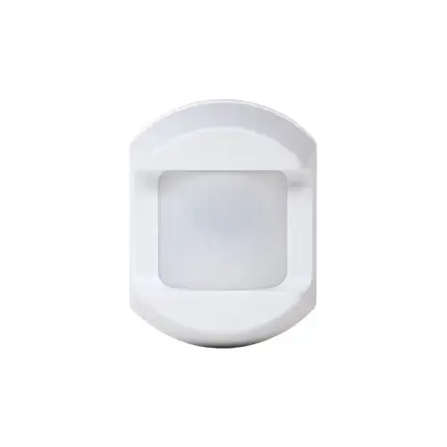 Passive Infrared Motion Detector, 345 MHz, 30ft x 50ft Sensor Range, Battery Powered, Pet Immune, ABS Plastic Housing, White