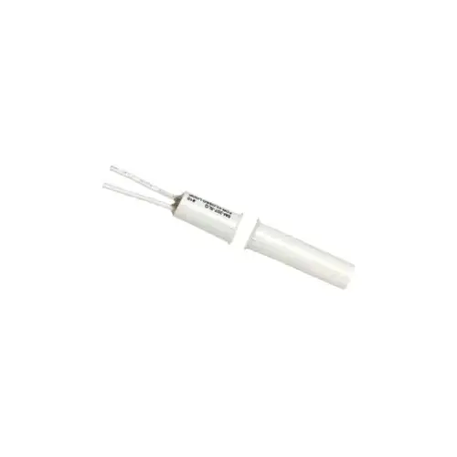 3/8" Diameter Recessed Magnetic Contact Switch Set, 1/2" Gap, Press in to Fit, Closed Loop (N/O), 12" Leads, White