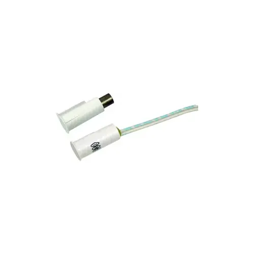 3/8" Recess Contact Press to Fit Closed, 1" Plus Gap, 12" Leads, #22 Gauge, Closed Loop (N/O), White 3/8" Recess Contact Press to Fit Closed, 1" Plus Gap, 12" Leads, #22 Gauge, Closed Loop (N/O), White