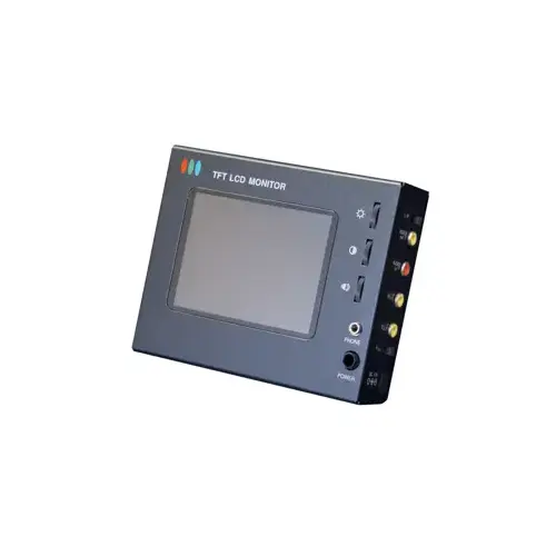 Portable CCTV Installation and Testing Monitor with Case, 4" TFT Active Matrix LCD Screen, Built-in Rechargeable Battery, RCA, BNC Adapter, 12VDC, NDAA, Black