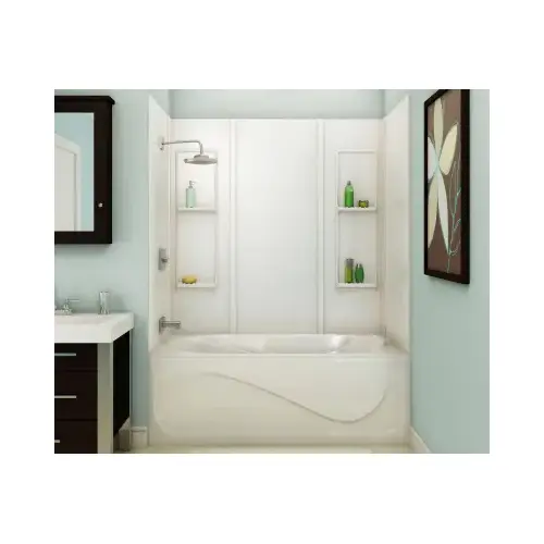 Elan Series 101343-000-001 Bathtub Wall Kit, 31-3/4 in L, 60-1/2 in W, 59 in H, Acrylic, Glue Up Installation White