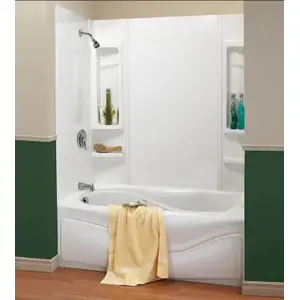 MAAX 101594000129000 Finesse Series Bathtub Wall Kit, 33-1/2 in L, 61 in W, 59 in H, Polystyrene, Glue Up Installation White