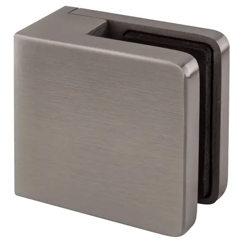 Brushed Stainless Z-Series Square Type Flat Base Stainless Steel Clamp for 3/8" Glass