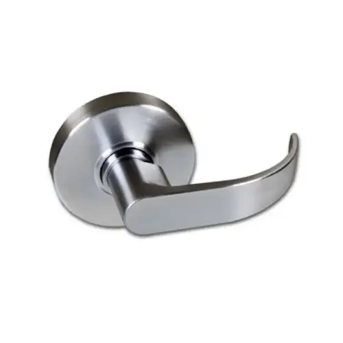 Electrified Storeroom Clutching Lever, Curved, Satin Chrome, Grade 1, Schlage C Keyway, 11-30 VAC/VDC, Electric Unlocked (Fail Secure), Built-in Request to Exit Electrified Storeroom Clutching Lever, Curved, Satin Chrome, Grade 1, Schlage C Keyway, 11-30 VAC/VDC, Electric Unlocked (Fail Secure), Built-in Request to Exit