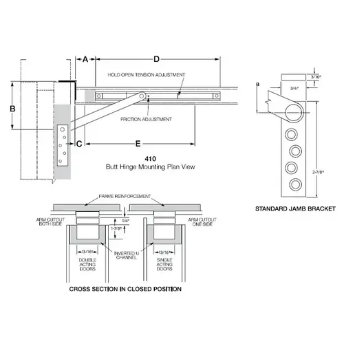 Size 4 Short Body Heavy Duty Surface Overhead Stop Satin Stainless Steel Finish Size 4 Short Body Heavy Duty Surface Overhead Stop Satin Stainless Steel Finish