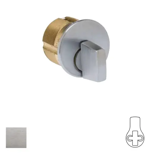 1-1/4" Thumb Turn Mortise Cylinder, Standard Cam, 626/US26D Satin Chrome