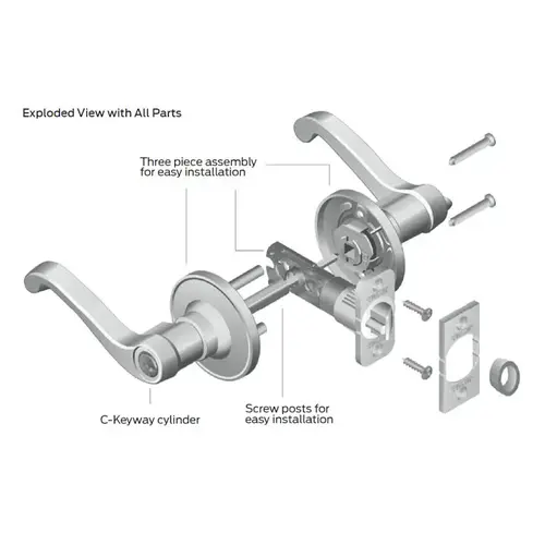 Privacy Lock Torino Antique Brass Finish with Adjustable Latch and Radius Strike