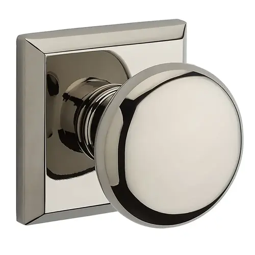 Privacy Round Knob and Traditional Square Rose with 6AL Latch and Dual Strike Lifetime Bright Nickel Finish Privacy Round Knob and Traditional Square Rose with 6AL Latch and Dual Strike Lifetime Bright Nickel Finish
