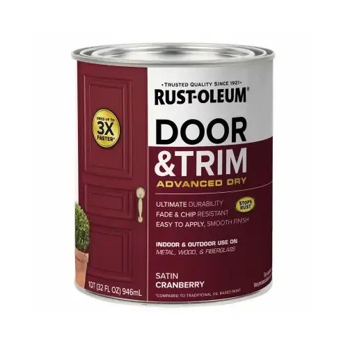 Stops Rust 1 Qt. Satin Cranberry Door and Trim Paint Stops Rust 1 Qt. Satin Cranberry Door and Trim Paint