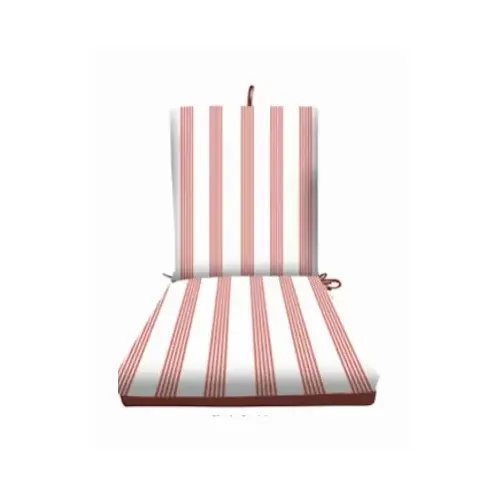Patio Seat Cushion, Red Striped, 44 x 21 x 4 In.