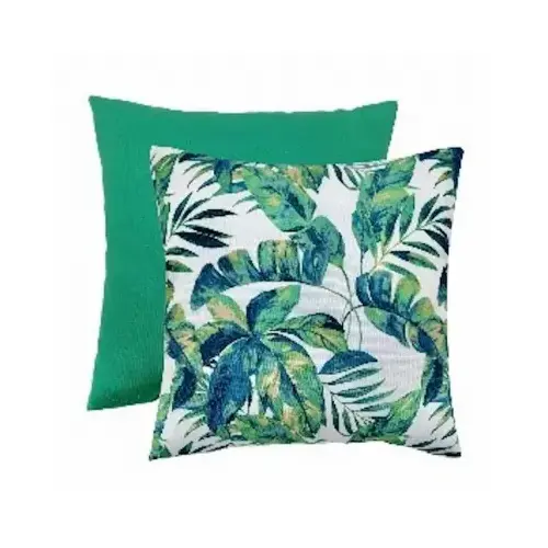Patio Toss Pillow, Green Leaves, 16 x 16 x 4 In.