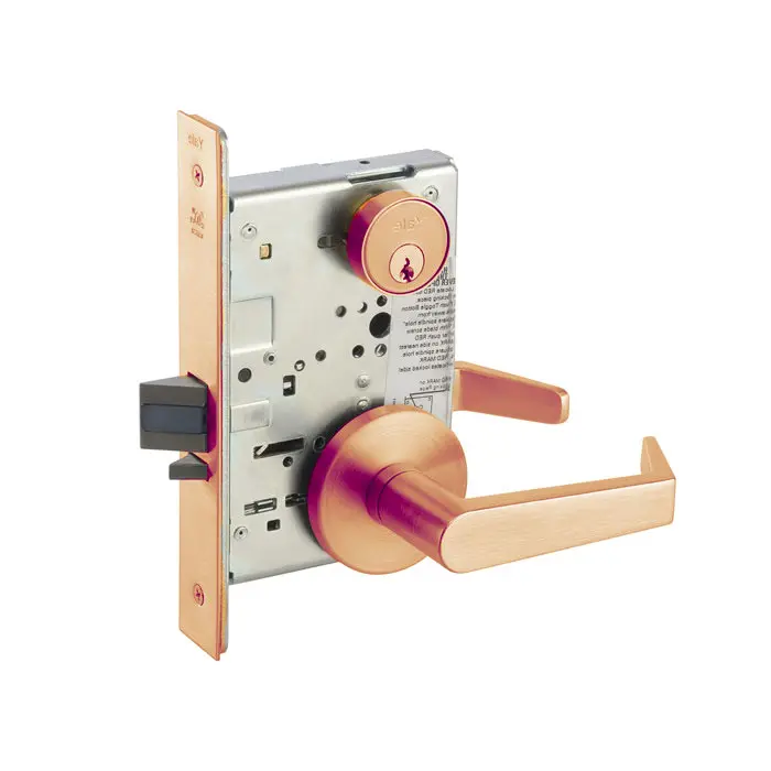 Yale Commercial 8820FL Mortise Hotel Lever Lockset Satin Bronze AUR-8820FL-612-LC Yale Commercial 8820FL Mortise Hotel Lever Lockset Satin Bronze AUR-8820FL-612-LC
