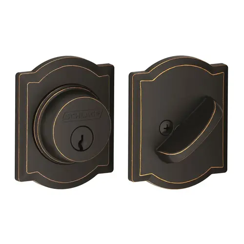 B60 Deadbolt with Camelot Trim, Aged Bronze B60 Deadbolt with Camelot Trim, Aged Bronze