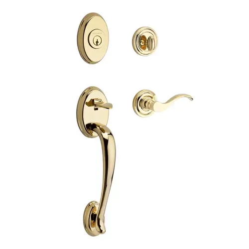 Columbus Handleset with Curve Lever Bright Polished Brass Columbus Handleset with Curve Lever Bright Polished Brass