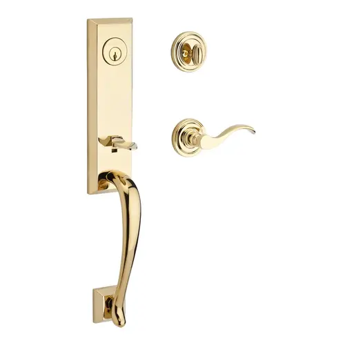 Del Mar Handleset with Curve Lever Bright Polished Brass Del Mar Handleset with Curve Lever Bright Polished Brass