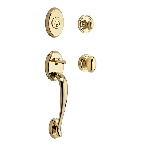 Columbus Handleset with Ellipse Knob Bright Polished Brass Columbus Handleset with Ellipse Knob Bright Polished Brass