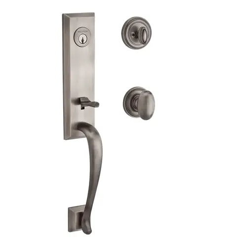 Del Mar Handleset with Ellipse Knob Matte Antique Nickel Del Mar Handleset with Ellipse Knob Matte Antique Nickel