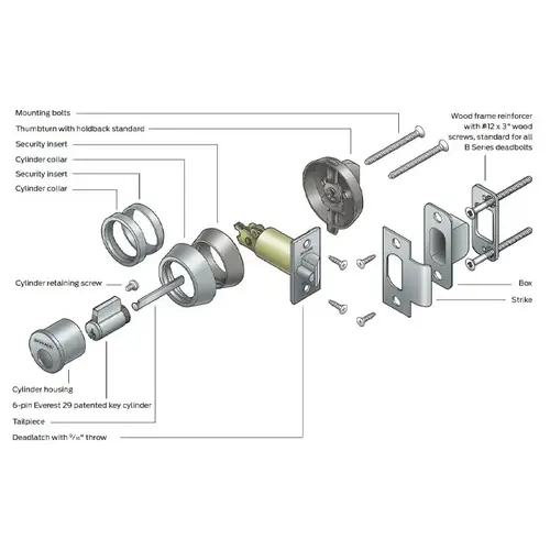 SCHLAGE GRADE 2 DEADLATCH 2-3/4" A/AL SERIES SATIN CHROME - 11 096 626