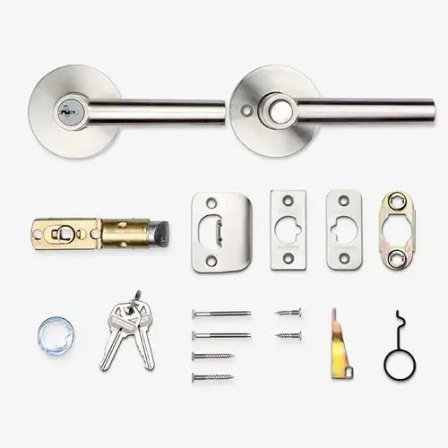 Milan Satin Nickel Round Keyed Entry Door Lever Featuring SmartKey Security