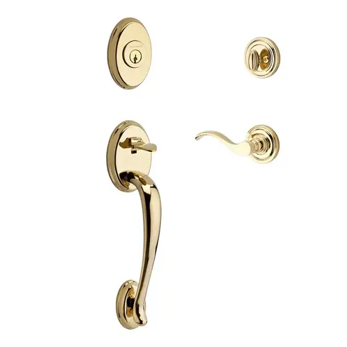 Columbus Handleset with Curve Lever Bright Polished Brass Columbus Handleset with Curve Lever Bright Polished Brass