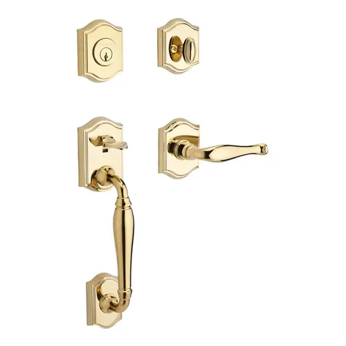 Westcliff Handleset with Decorative Lever Bright Polished Brass Westcliff Handleset with Decorative Lever Bright Polished Brass