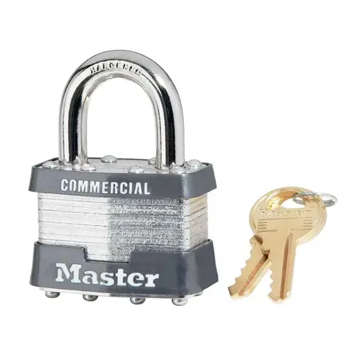 Laminated Steel Padlock Silver; Gray Bumpers Laminated Steel Padlock Silver; Gray Bumpers