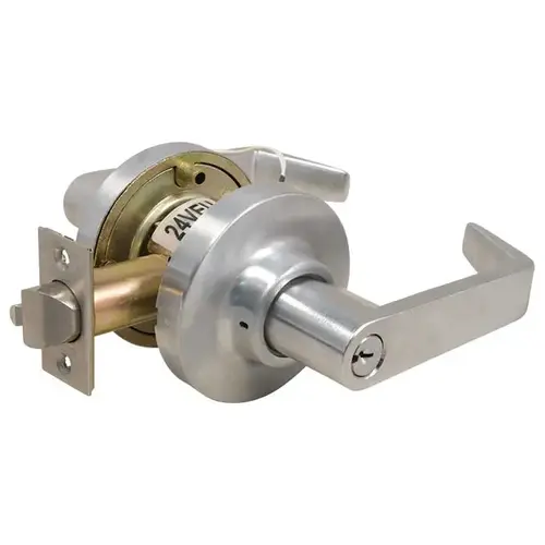 195FEU Electrically Unlocked Lever Lockset Satin Chrome