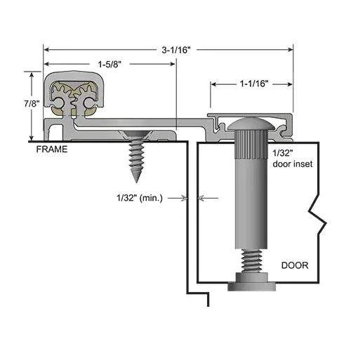 83" (6' 11") Full Surface Swing Clear Continuous Geared Hinge 1/32" Door Inset for 1-3/4" to 2-1/4" Doors Aluminum Finish