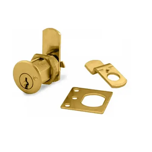 Olympus Lock Pin Tumbler Cam Lock, DCN-Series 1-7/16" Cylinder with Keyed Different , Polished Brass