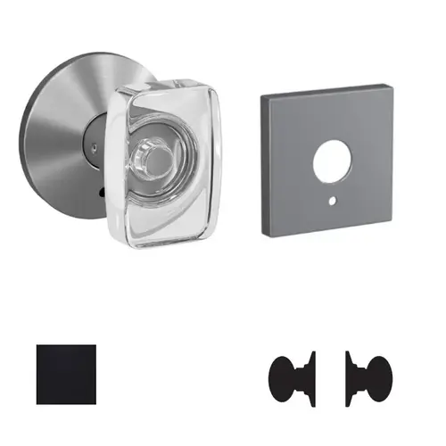 Caine Glass Knob with Collins Rose Non Turning Double Dummy Pair Matte Black Finish Caine Glass Knob with Collins Rose Non Turning Double Dummy Pair Matte Black Finish