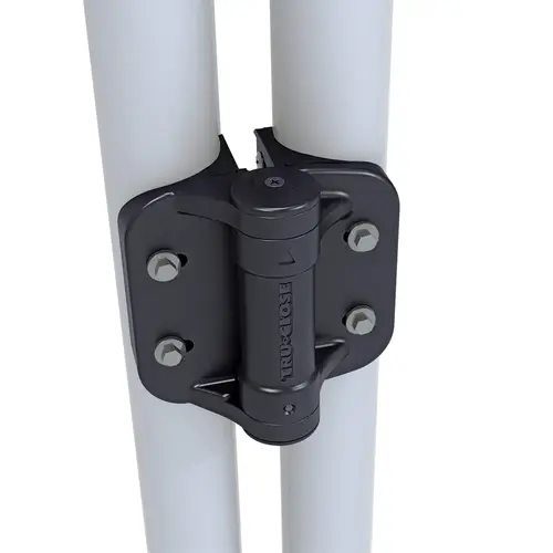 Self Closing Gate Hinge For Round Post Applications, Black Self Closing Gate Hinge For Round Post Applications, Black
