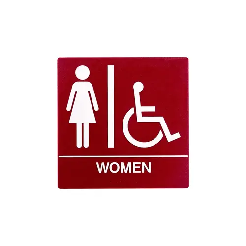 8 x 8 Women Door Sign With Braille & Handicapped Symbol 8 x 8 Women Door Sign With Braille & Handicapped Symbol