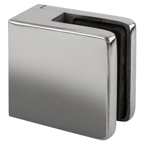 Polished Stainless Z-Series Square Type Flat Base Stainless Steel Clamp for 3/8" Glass