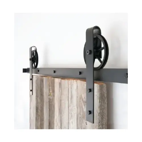 6' Flat Track Kit With Spoke Wheel Hangers Black 6' Flat Track Kit With Spoke Wheel Hangers Black