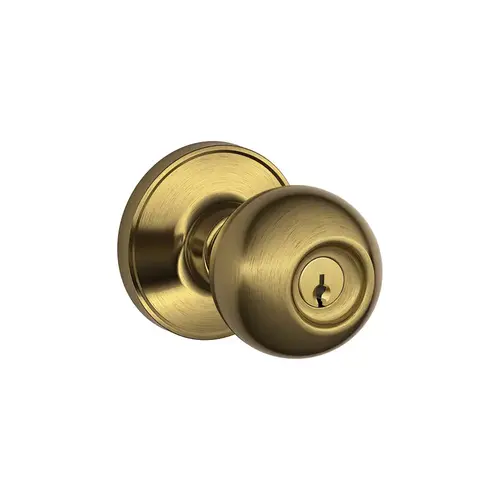 Entry Lock Corona Antique Brass Finish with C Keyway, Adjustable Latch and Radius Strike