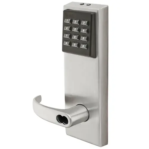 KIT - Keypad EZ Cylindrical Lock, SFIC Prep, Less Core, Curved Return Lever with KP Escutcheon (10-1/2" x 3-5/16"), STK T Strike (2-3/4" x 1-1/8"), 2-3/4" Backset, Grade 1, 626/US26D Satin Chrome KIT - Keypad EZ Cylindrical Lock, SFIC Prep, Less Core, Curved Return Lever with KP Escutcheon (10-1/2" x 3-5/16"), STK T Strike (2-3/4" x 1-1/8"), 2-3/4" Backset, Grade 1, 626/US26D Satin Chrome