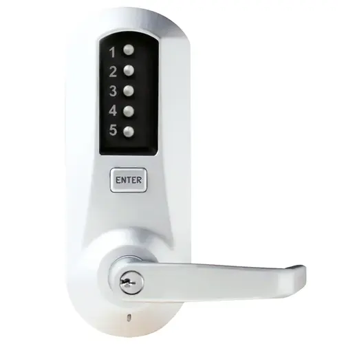Schlage Cylindrical Combination Lever Lock, Interior Combination Change, 2-3/4" Backset, 1/2" Throw Latch, Bright Chrome Schlage Cylindrical Combination Lever Lock, Interior Combination Change, 2-3/4" Backset, 1/2" Throw Latch, Bright Chrome
