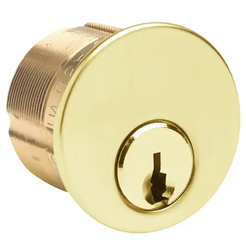 Keyed Alike K2 1-1/8" 5 Pin Mortise Cylinder With Schlage C Keyway and Standard Cam Bright Brass Finish
