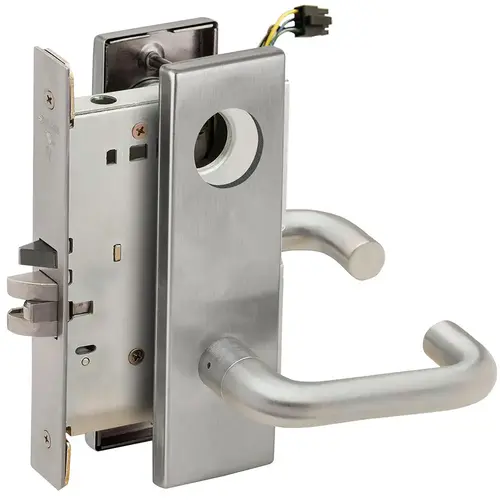 KIT - 03N Electric Lock/Unlock Outside Lever Mortise Lock, Keyed Outside, Request to Exit (RX), 12/24VDC, Includes CON-6W 6" Wire Extension, Less Mortise Cylinder, 626/US26D Satin Chrome KIT - 03N Electric Lock/Unlock Outside Lever Mortise Lock, Keyed Outside, Request to Exit (RX), 12/24VDC, Includes CON-6W 6" Wire Extension, Less Mortise Cylinder, 626/US26D Satin Chrome