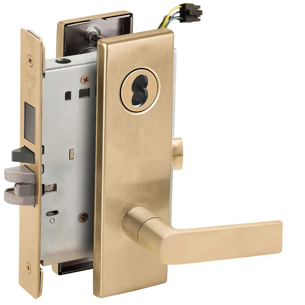 Schlage Lock Electric Mortise Lock Satin Brass L9493ELB 01N 606 RX Schlage Lock Electric Mortise Lock Satin Brass L9493ELB 01N 606 RX