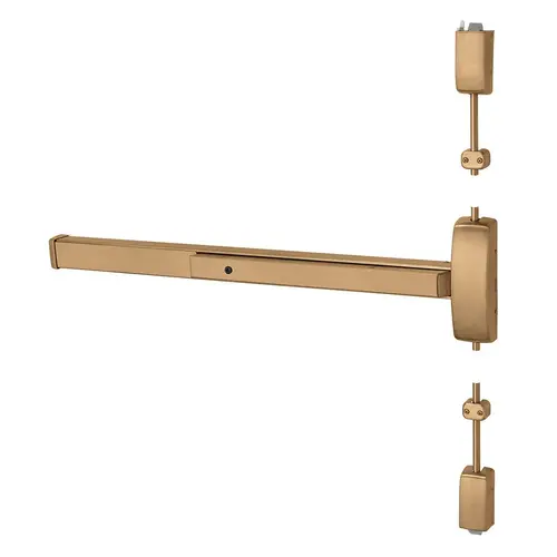 Grade 1 Surface Vertical Rod Exit Device, Wide Stile Pushpad, 48" Device, 120" Door Height, Classroom Function, B Freewheeling/Vandal Resistant Lever, Hex Key Dogging, Less Lexan Push Pad Touchbar, Satin Bronze Clear Coated Finish, Left Hand Reverse Satin Bronze Clear Coated Grade 1 Surface Vertical Rod Exit Device, Wide Stile Pushpad, 48" Device, 120" Door Height, Classroom Function, B Freewheeling/Vandal Resistant Lever, Hex Key Dogging, Less Lexan Push Pad Touchbar, Satin Bronze Clear Coated Finish, Left Hand Reverse Satin Bronze Clear Coated
