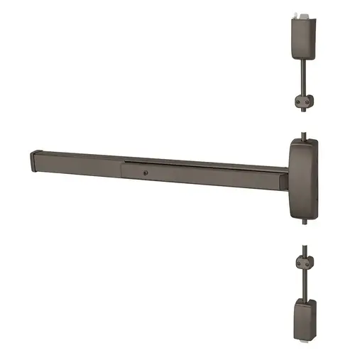 Grade 1 Surface Vertical Rod Exit Device, Wide Stile Pushpad, 42" Device, 120" Door Height, Passage Function, Hex Key Dogging, Less Lexan Push Pad Touchbar, Dark Oxidized Satin Bronze Oil Rubbed Finish, Right Hand Reverse Dark Oxidized Satin Bronze Oil Rubbed Grade 1 Surface Vertical Rod Exit Device, Wide Stile Pushpad, 42" Device, 120" Door Height, Passage Function, Hex Key Dogging, Less Lexan Push Pad Touchbar, Dark Oxidized Satin Bronze Oil Rubbed Finish, Right Hand Reverse Dark Oxidized Satin Bronze Oil Rubbed