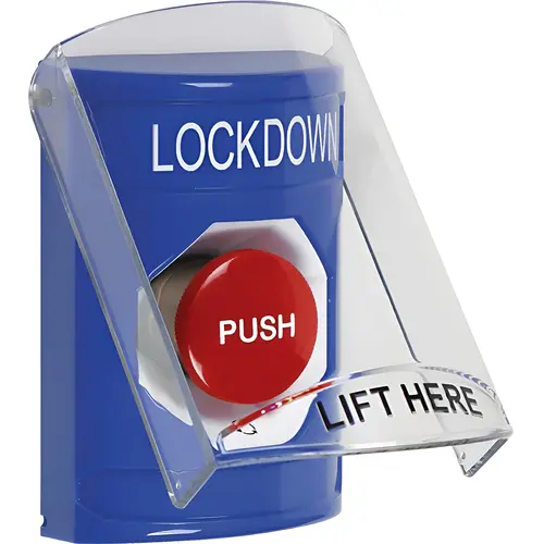 Stopper Station, Blue, Flush or Surface, Shield, Turn-to-Reset, "LOCKDOWN"English Stopper Station, Blue, Flush or Surface, Shield, Turn-to-Reset, "LOCKDOWN"English