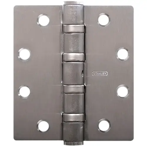 Five Knuckle Ball Bearing Architectural Hinge, Steel Full Mortise, Heavy Weight, 5 In. by 5 In., Square Corner, Satin Chrome Five Knuckle Ball Bearing Architectural Hinge, Steel Full Mortise, Heavy Weight, 5 In. by 5 In., Square Corner, Satin Chrome
