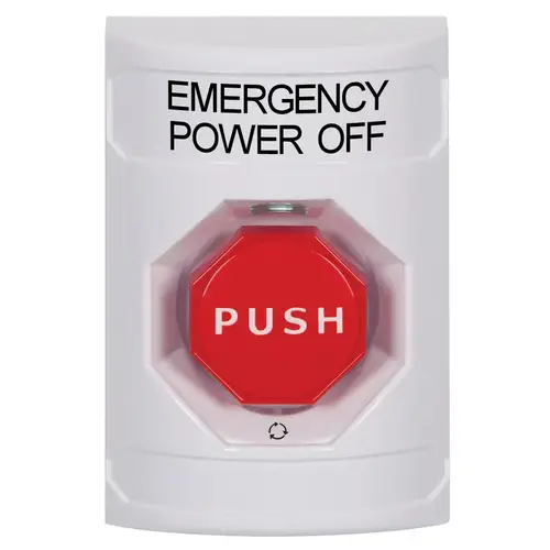 Stopper Station, White, No Cover, Turn-to-Reset, Illuminated, "EMERGENCY POWER SHUT OFF"English Stopper Station, White, No Cover, Turn-to-Reset, Illuminated, "EMERGENCY POWER SHUT OFF"English